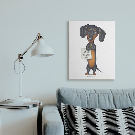 Stupell Industries Dachshund 'I'm The Boss' Fun Family Pet Phrase Canvas Wall Art